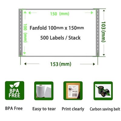 100x150 Größe Logistik- und Expressblatt 50*37*24mm Boxgröße für Verpackungsetiketten